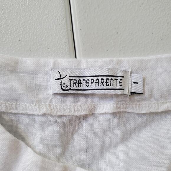 Transparente Shirt Top Womens One Size White Black Open Front Ruffle Hem Pockets - Picture 3 of 8